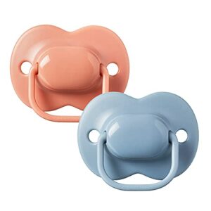 Tommee Tippee Cherry Latex Soother, 6-18 months, Coral and Blue, pack of 2 soothers with 100% natural latex baglet