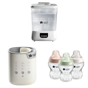 Tommee Tippee Electric Steriliser + Warmer + Bottle Bundle, Includes Steri-Dry Electric Steriliser Dryer, Electric Bottle and Food Pouch Warmer, 3X 260ml Anti-Colic Baby Bottles