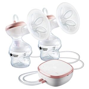 Tommee Tippee Made for Me Double Electric Breast Pump, Strong Suction, Soft Feel, USB Rechargeable, Quiet, Portable, Express Modes, Baby Bottles Included