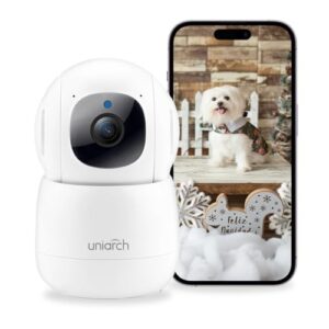 uniarch Indoor Security Camera Pan/Tilt 1080P, Uho-S1, 360 Degree Home Camera with App, Night Vision, Smart Motion Detection Auto Tracking, 2-Way Audio, Pet Camera