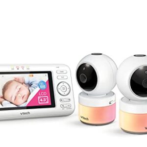 VTech BM4700N 4.3" 2-Camera Full Colour Pan & Tilt Video Baby Monitor, White