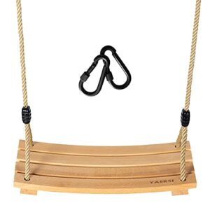 Wooden Tree Swings Tree Swing for Adults Children Kid's Wood Swing Seat with Adjustable Rope 220lbs Load Wooden Swing Set for Indoor Outdoord