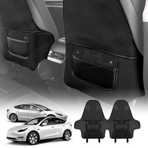 X-CAR Car Seat Back Protectors for Tesla Model 3 2017-2023 and Model Y 2021-2024 Kick Mats Covers Accessories Black Set of 2