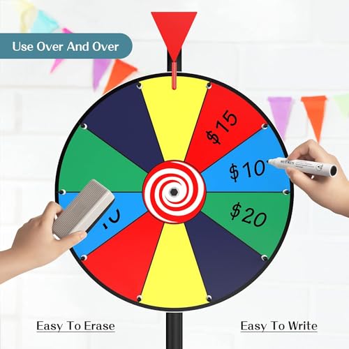 16 Spinning Prize Wheel 10 Slots Color Roulette Spinner With Adjustable Folding Tripod Floor Stand Includes Marker And Eraserplay Fortune Spin Game At Trade Show Carnival 2