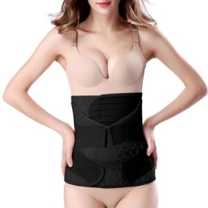 3 In 1 Postpartum Belly Wrap Recovery Belly Waist Pelvis Belt Black Postpartum Belly Band One Size Black