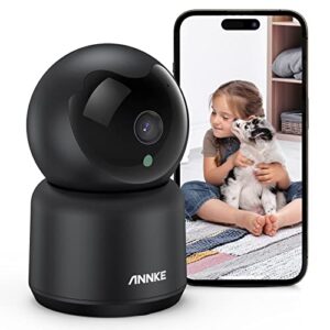 ANNKE 3MP WiFi PT Security Camera, 2K Baby/Pet Monitor 360° Indoor Camera with Two-Way Audio, Human Motion Detection, Easy Remote Access, Cloud & SD Card Storage (Not Included) Crater 2-Black