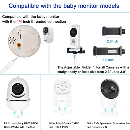 Aoztsun 67 Inch Adjustable Height Baby Monitor Floor Stand Holder For Infant Optics Dxr 8 Proeufy Hellobaby Hb65 Hb66 Hb248anmeate Sm935e Or Any Cameras With 1 4 Screw Mount 3