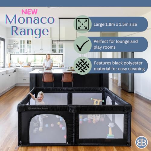 Aussie Boshay Baby Playpen With Double Sided Mat 18m X 15m Large Playpen In Grey Baby Kids Activity Play Yard 4 Pull Rings Storage Bag Safe Sturdy Baby Play Pen Anti Slip Base 2 Entries 2