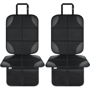 Baby Car Seat Protectors Cnkeeo 2 Pack Seat Protectors With Leather And Fabric Padding Non Slip Backing With Mesh Pockets Waterproof Seat Protectors For Vehicles Baby Pets