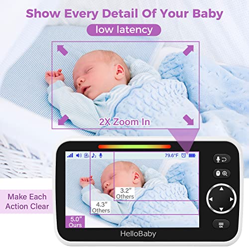 Baby Monitorhellobaby Remote Pan Tilt Zoom Baby Monitor With Camera And Audionight Version Temperature Sensor 2 Way Audioclock Alarmdigital Zoom1000 Ft 50 2