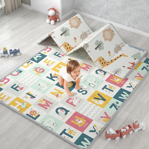 Baby Play Mat 158 191cm Baby Playmat For Playpen Foldable Foam Baby Mat Floor Waterproof Reversible Padded Play Mat For Babies And Toddlers