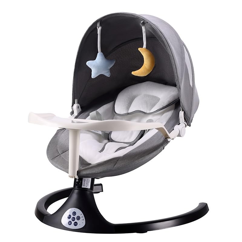 Baby Swing For Infants 5 Speed Electric Bluetooth Baby Rocker For Newborn 3 Timer Settings 10 Pre Set Lullabies Portable Baby Swing With Tray 2
