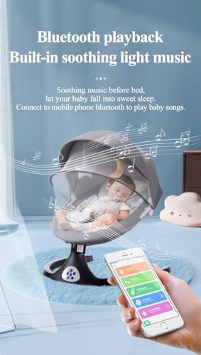 Baby Swing For Infants 5 Speed Electric Bluetooth Baby Rocker For Newborn 3 Timer Settings 10 Pre Set Lullabies Portable Baby Swing With Tray 4