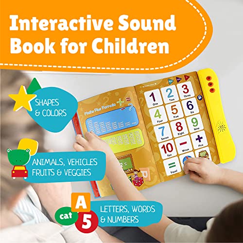 Boxiki Kids Abc Sound Book For Children English Letters Words Learning Book Fun Educational Toy Learning Activities For Letters Words Numbers Shapes Colors And Animals For Toddlers 4