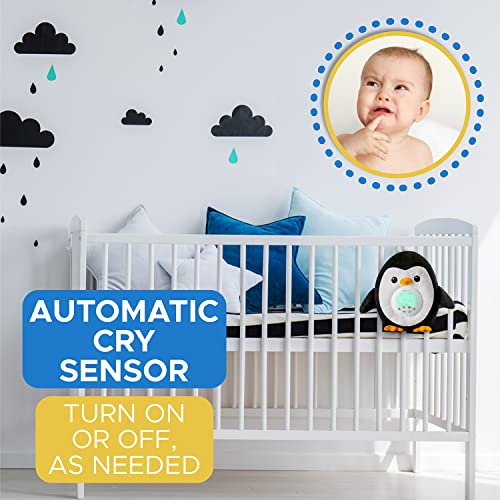 Bubzi Co Baby Sound Machine Portable Penguin Soother Baby Night Light Projector Comforting Electronic Infant Toddler Sleep Aid Baby Shush With White Noise 3