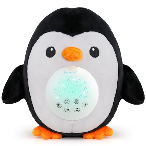 Bubzi Co Baby Sound Machine Portable Penguin Soother Baby Night Light Projector Comforting Electronic Infant Toddler Sleep Aid Baby Shush With White Noise