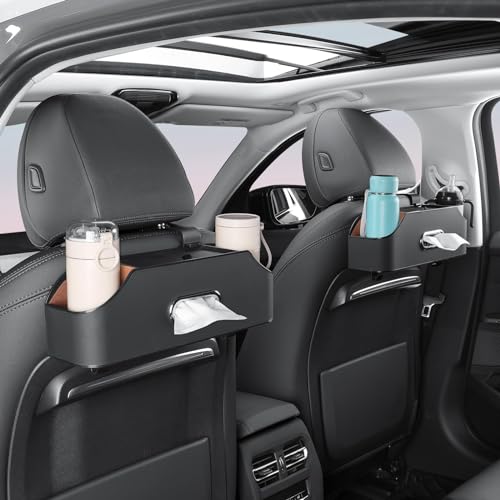 Car Back Seat Organizer With 2 Drink Cup Holder Tissue Box And Storage Box Hook Multi Functional Storage Great For Kids And Travel Car Seat Organiser Car Back Seat Organiser Car Cup Holder 2