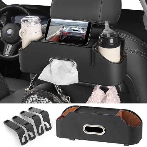 Car Back Seat Organizer With 2 Drink Cup Holder Tissue Box And Storage Box Hook Multi Functional Storage Great For Kids And Travel Car Seat Organiser Car Back Seat Organiser Car Cup Holder