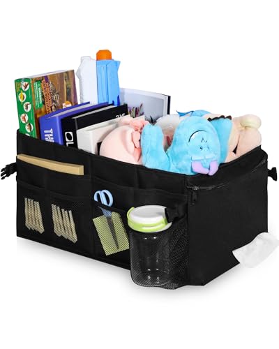 Car Organiser For Front And Back Seat Keep Your Car Tidy And Organised With Multiple Pockets Cup Holders And Adjustable Dividers For Toys Books Snacks Water Cups Umbrellas Baby Bottles