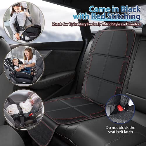 Car Seat Protector 2 Pack Large Car Seat Cover For Child Seats Thick Waterproof Non Slip Vehicle Seat Mat Protect Leather Seats With Organizer Pockets For Suv Truck Leather And Fabric Car Seat 3
