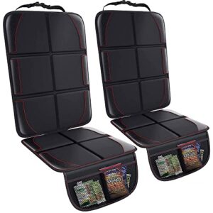 Car Seat Protector 2 Pack Large Car Seat Cover For Child Seats Thick Waterproof Non Slip Vehicle Seat Mat Protect Leather Seats With Organizer Pockets For Suv Truck Leather And Fabric Car Seat