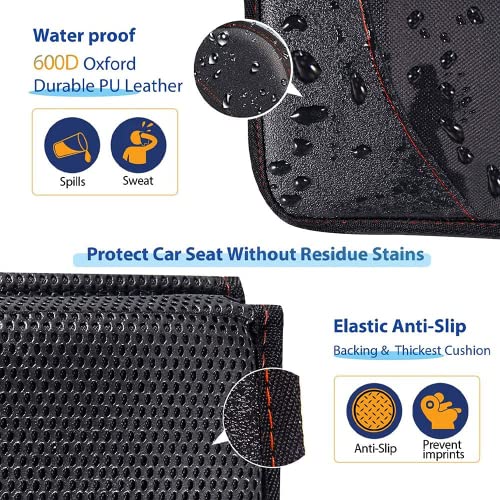 Car Seat Protector 2 Pack Large Car Seat Cover For Child Seats Thick Waterproof Non Slip Vehicle Seat Mat Protect Leather Seats With Organizer Pockets For Suv Truck Leather And Fabric Car Seat 4