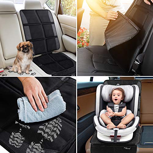 Car Seat Protector 2 Pack Large Car Seat Protectors For Child Baby Car Seat With Organizer Pockets Thick Padding Waterproof Car Seat Protector Auto Vehicle Leather Seats Dog Mat Cover Pads Black 4