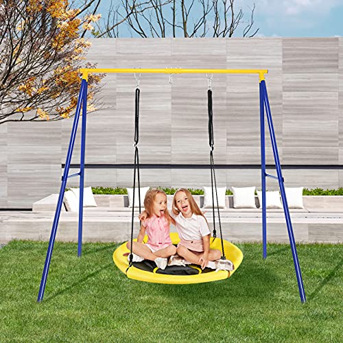 Costway Heavy Duty Hammock Stand Outdoor Metal Swing Rack Frame W Ground Stakes Two Hanging Waysa Shaped Steel Frame Swing Chair Stand For Backyardparkpoolsidehold Up To 250kgwithout Swing 3