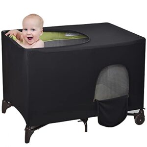 Crib Tent Cover Stretchy Blackout Tent For Pack N Play Breathable Baby Netting Cover Tent For Portable Playard To Sleeping Or Play Black