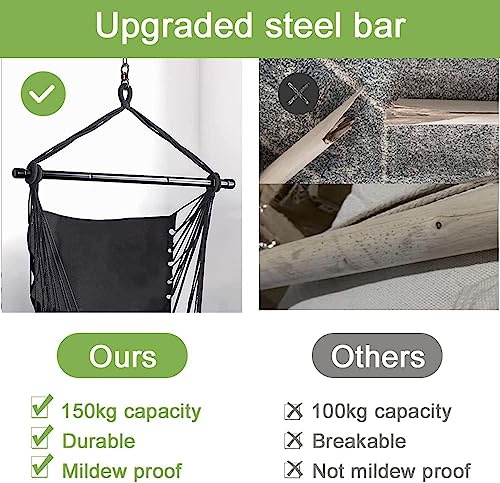 Culotol Hammock Chair Hanging Rope Swing Chair With 2 Seat Cushions Installation Kit Max 330 Lbshammock Swing Hanging Chair For Bedroom Outside Shanging Yard Patio Camping Garden 2