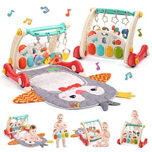 Cute Stone Baby Gym Play Mat Baby Learning Walker Baby Activity Mat With Play Piano Musical Activity Center With Lights Baby Push Walkers Tummy Time Mat For Infant Newborn Toddlers
