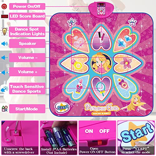 Dance Mat Toys For Girls Upgraded Electronic Music Dance Game Pad With 7 Game Modes Built In Music Adjustable Volume Dance Led Lights Christmas Birthday Gifts For 3 4 5 6 7 8 9 Year Old Girls 3