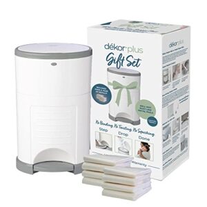 Diaper Dekor Plus Diaper Pail Gift Set White Comes With Up To A Year Supply Worth Of Diaper Dekor Refills