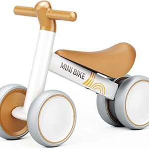 FAYDUDU Balance Bike for 1 Year Old Ride On Toy for 1 2 Years Old First Bike for Girls Boys Baby Bike Walker No Pedals Toddler Trike for 10-24 Months (Brown)