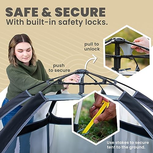 Folding Baby Playpen Collapsible Camping Tent For Adults And Children With Uv50 Canopy Easy Assembly Outdoor Baby Play Tents With 300d Oxford Fabric Mesh Safety Lock Travel Bag Black 3