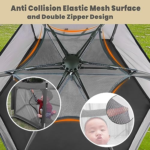 Folding Baby Playpen Collapsible Camping Tent For Adults And Children With Uv50 Canopy Easy Assembly Outdoor Baby Play Tents With 300d Oxford Fabric Mesh Safety Lock Travel Bag Black 4