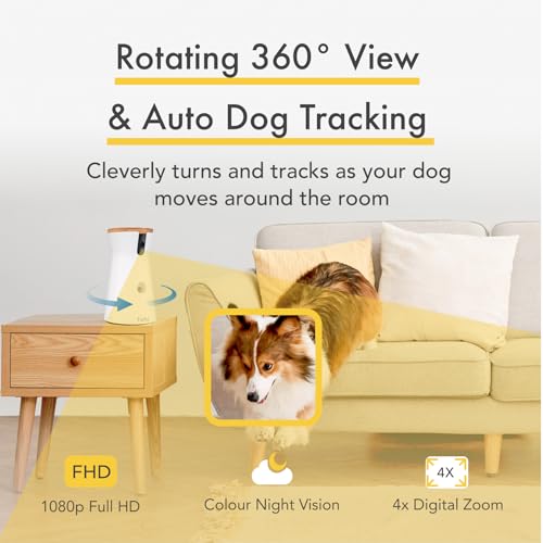 Furbo 360a Dog Camera Rotating 360a View Wide Angle Pet Camera With Treat Tossing Color Night Vision 1080p Hd Pan 2 Way Audio Barking Alerts Wifi Designed For Dogs 2