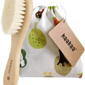 Haakaa Wooden Baby Hair Brushsoft Bristle Hair Brush For Kidsprevent Cradle Capnatural Soft Goat Bristlesperfect Baby Registry Gift