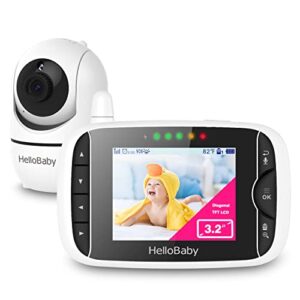 Hello Baby Monitor with Camera and Audio,3.2" Screen, 2.4Ghz Video Baby Monitor with Night Vision, Temperature Display, Lullabies, 960ft Long Range no WiFi,High Capacity Battery