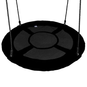 Hi Suyi 100cm Disc Giant Nest Web Rope Hanging Tree Swing Seat Set Heavy Duty Easy To Set Up For Kids Children Adult Outdoor Backyard Garden Large Size Black