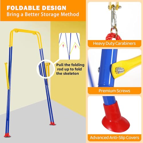 Homkai Kids Swing Set 3 In 1 Swings With Foldable Heavy Duty Metal Frame Stand Non Slip Swing Seat For Toddler Baby Jumper Indoor Outdoor Garden Playground Easy To Assemble Store 3