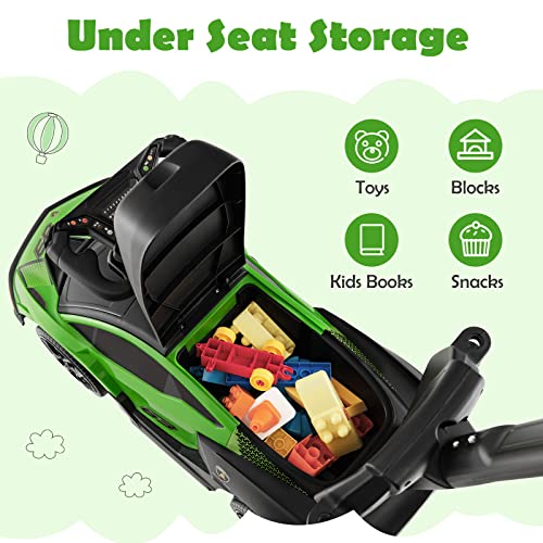 Honey Joy Lamborghini Licensed Push Cars For Toddlers 1 3 3 In 1 Stroller Sliding Walking Car W Handle Armrest Guardrail Underneath Storage Horn Foot To Floor Ride On Toy For Boys Girls Green 3