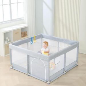 Infant Shining Baby Playpen 125 125cm Playpens For Babies Large Playard For Toddlers Recreation Area Sturdy Safety Baby Play Yard Fence，baby Gate Playpen 120 120 Gray