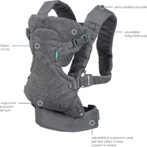 Infantino Flip Advanced 4 In 1 Newborn Baby Toddler Carrier Omni 360 Sling Wrap Grey Or Black