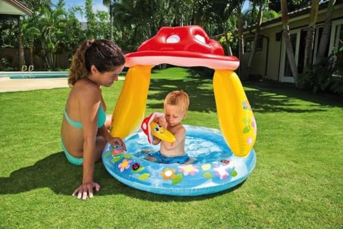 Intex 57114ep Mushroom Baby Pool Built In Mushroom Shade Soft Inflatable Floor Durable Vinyl Ages 1 3 40 X 35 3