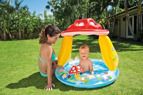 Intex 57114ep Mushroom Baby Pool Built In Mushroom Shade Soft Inflatable Floor Durable Vinyl Ages 1 3 40 X 35 4