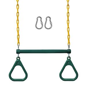Jungle Gym Kingdom 18 Trapeze Swing Bar Rings 48 Heavy Duty Chain Swing Set Accessories Locking Carabiners Green