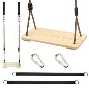Kinspory Wooden Swing Seat For Kids With Adjustable 82 Pe Rope 3 Seconds Installing Accessory Preservative Wood