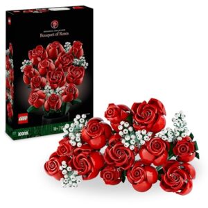 LEGO Botanicals Bouquet of Roses, Artificial Flowers for Adults, Botanical Collection Rose Toy, Home Decor or Office Display, Special Treat for Women and Men, Relaxing Activity, Flower Bouquet 10328