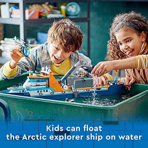 Lego City Arctic Explorer Ship 60368 Building Toy Settoy Boat That Floats With A Helicopter Dinghy Sub Viking Shipwreck 7 Minifigures And An Orca Figure 3